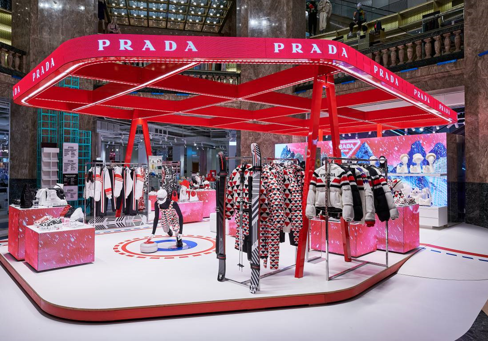 PRADA opens new pop-up store in Paris at Galeries Lafayette #Prada  #PradaHyperLeaves #popup #Paris #GaleriesLafayette #luxury…